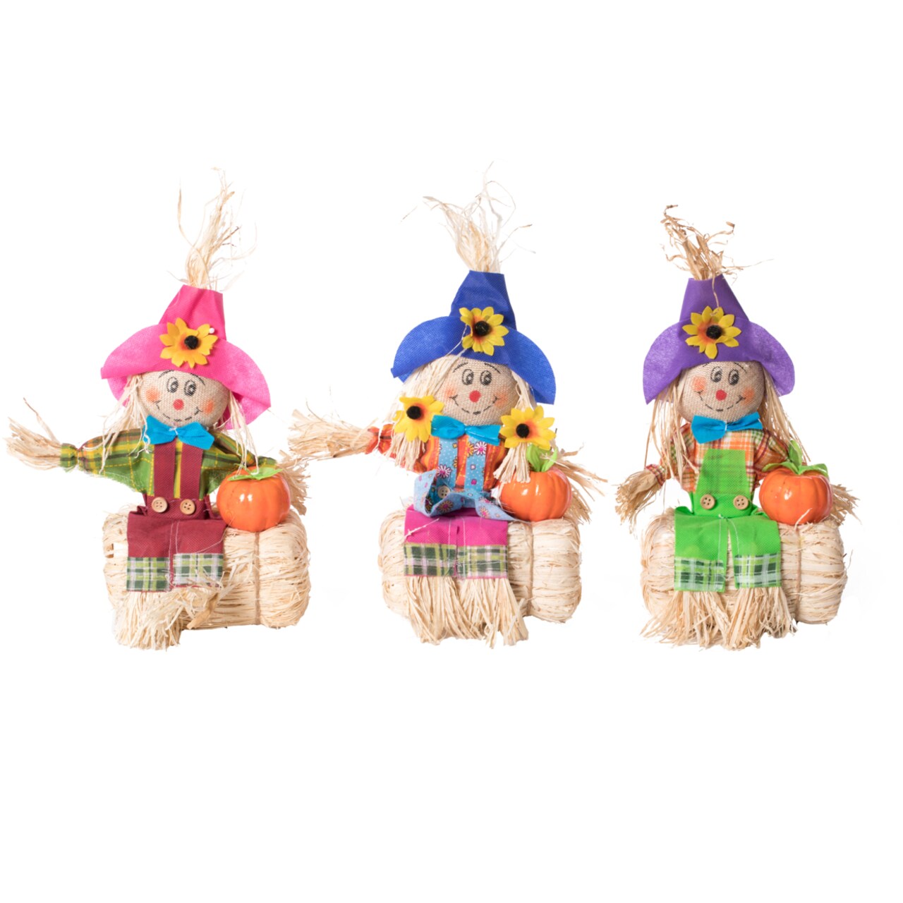 Gardenised 12 Inch Multicolor Scarecrow Trio Autumn Garden Decor Set Of 3